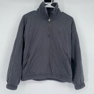 Abercrombie & Fitch Quilted Gray 1/2 Zip Pullover